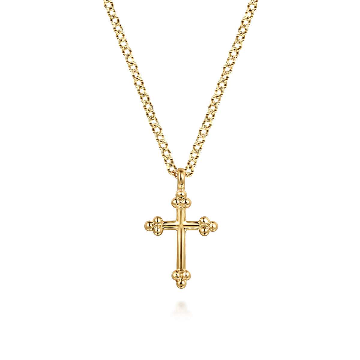 14K Yellow Gold Cross Necklace, 12mm-Bujukan — Gabriel & Co. NK7670Y4JJJ