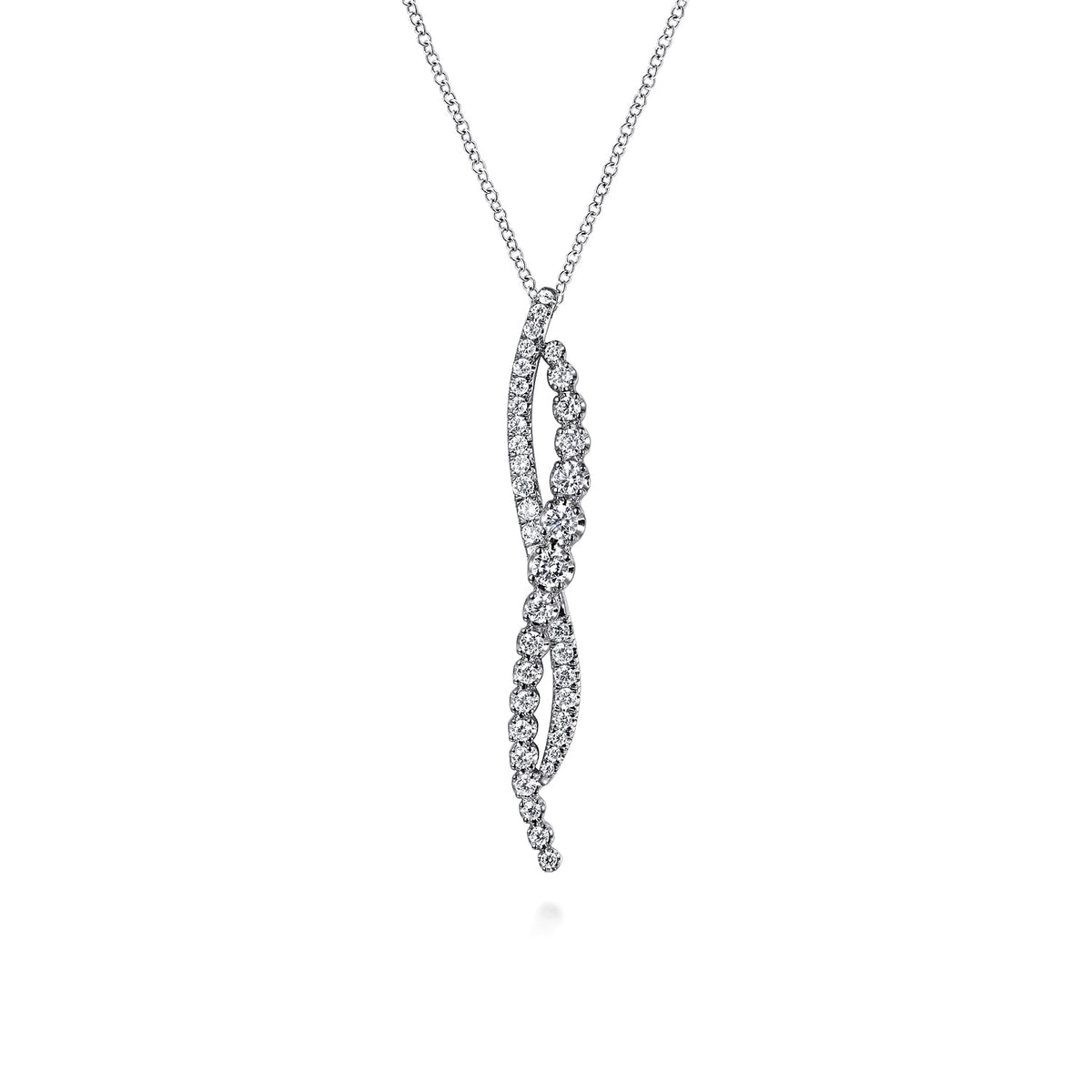14K White Gold Diamond Twisted Pendant Necklace — Gabriel & Co. NK7708W45JJ