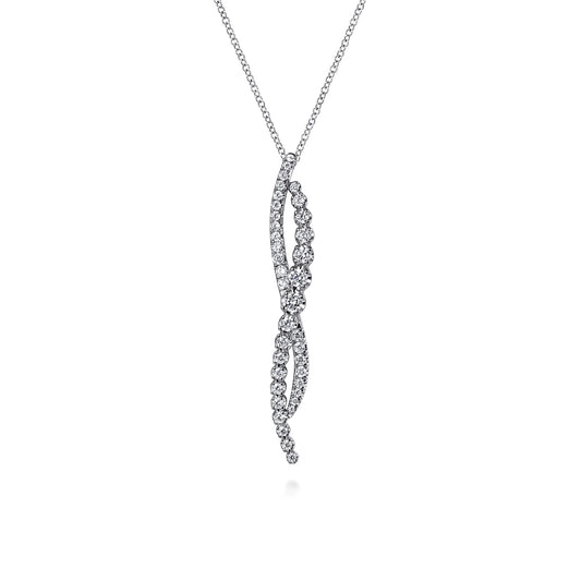 14K White Gold Diamond Twisted Pendant Necklace — Gabriel & Co. NK7708W45JJ