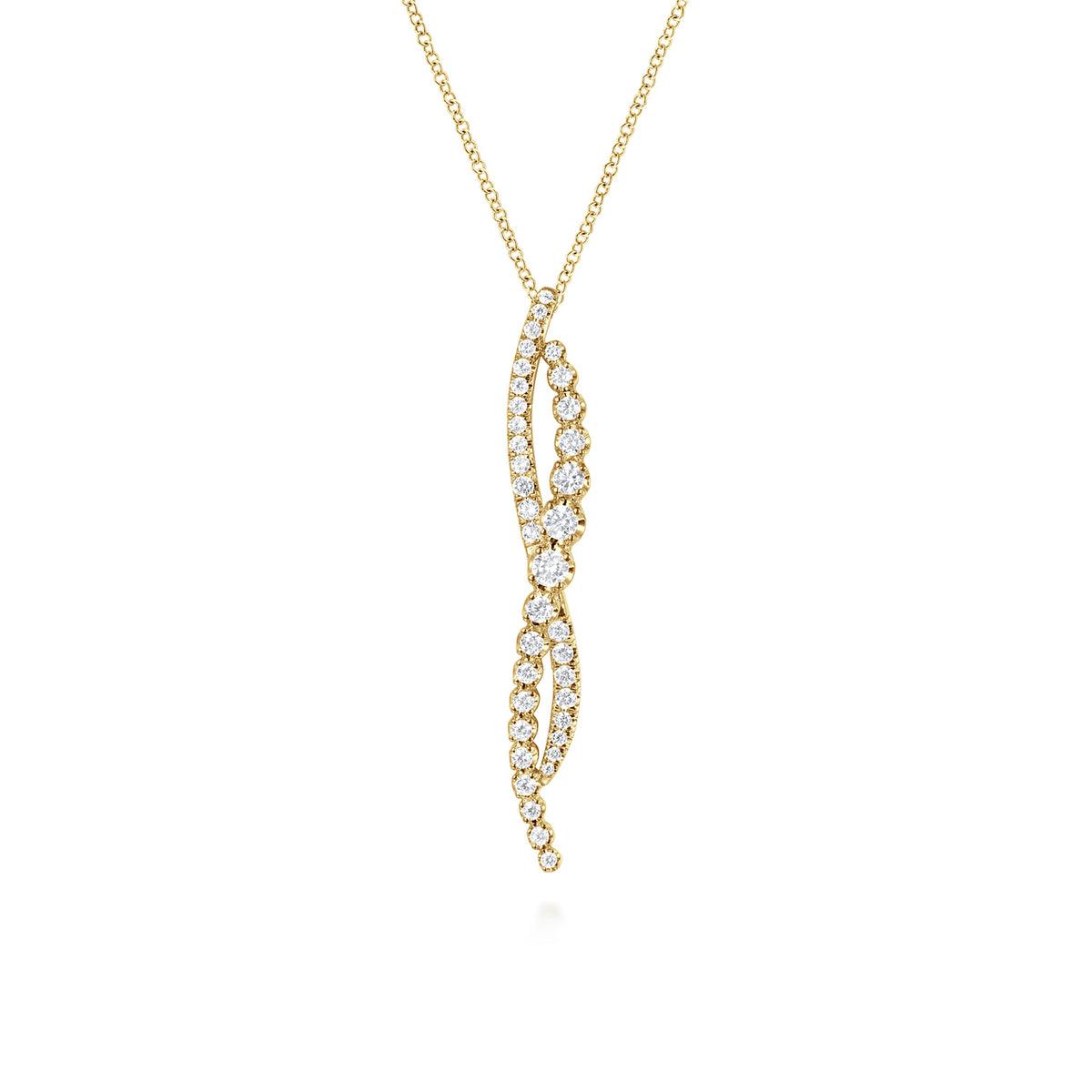14K Yellow Gold Diamond Twisted Pendant Necklace — Gabriel & Co. NK7708Y45JJ