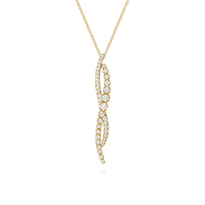 14K Yellow Gold Diamond Twisted Pendant Necklace — Gabriel & Co. NK7708Y45JJ