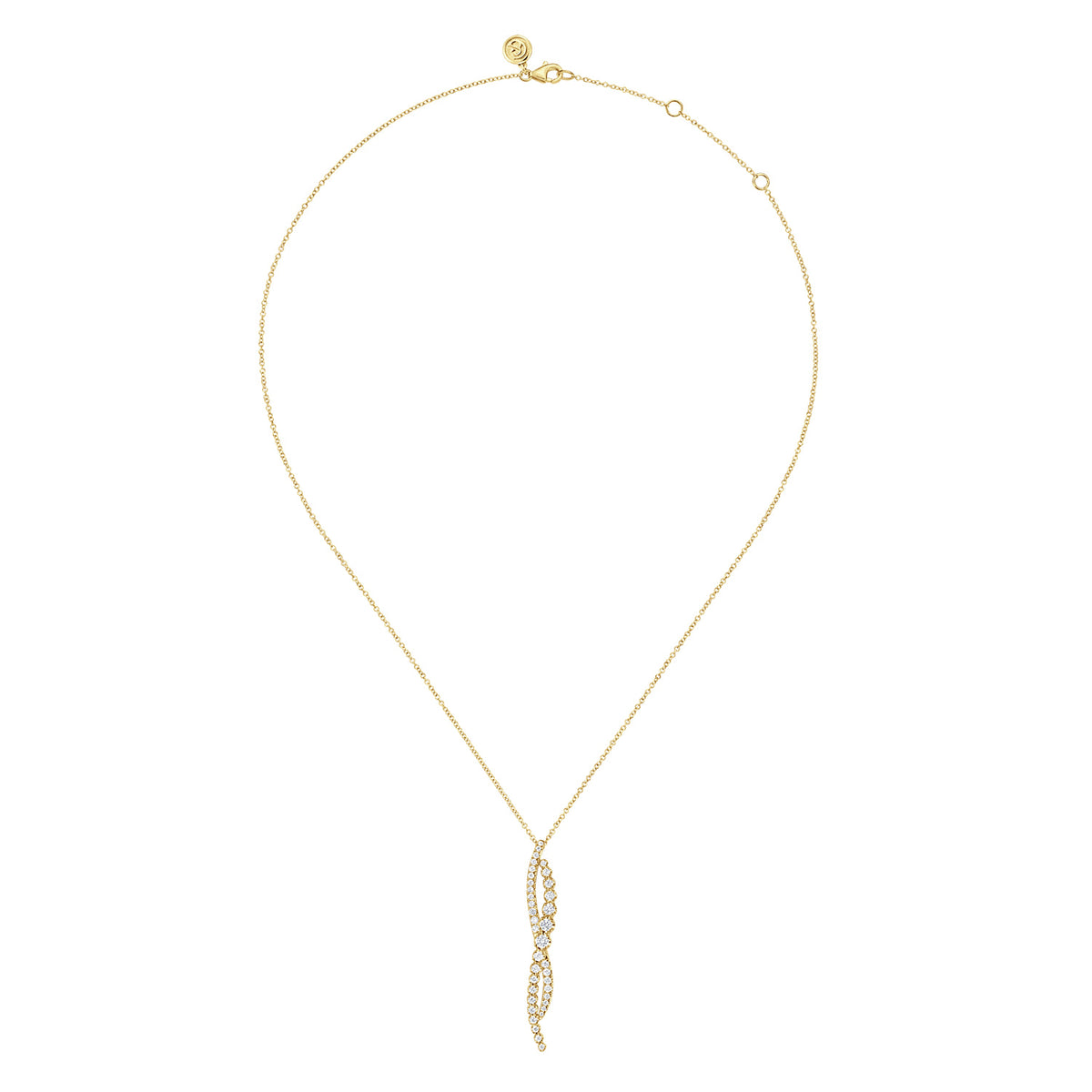 14K Yellow Gold Diamond Twisted Pendant Necklace — Gabriel & Co. NK7708Y45JJ