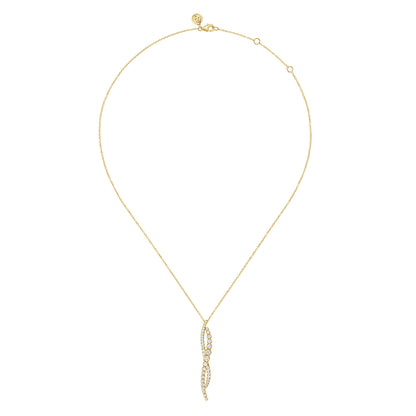 14K Yellow Gold Diamond Twisted Pendant Necklace — Gabriel & Co. NK7708Y45JJ