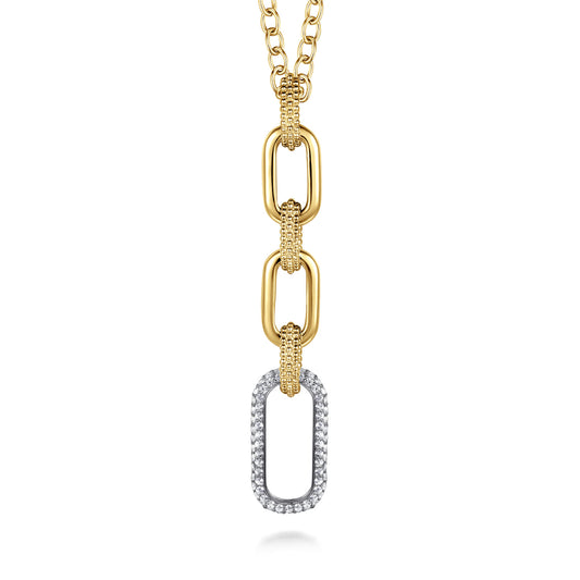14K Yellow Gold Bujukan and Diamond Link Pendant Drop Necklace — Gabriel & Co. NK7718-20Y45JJ