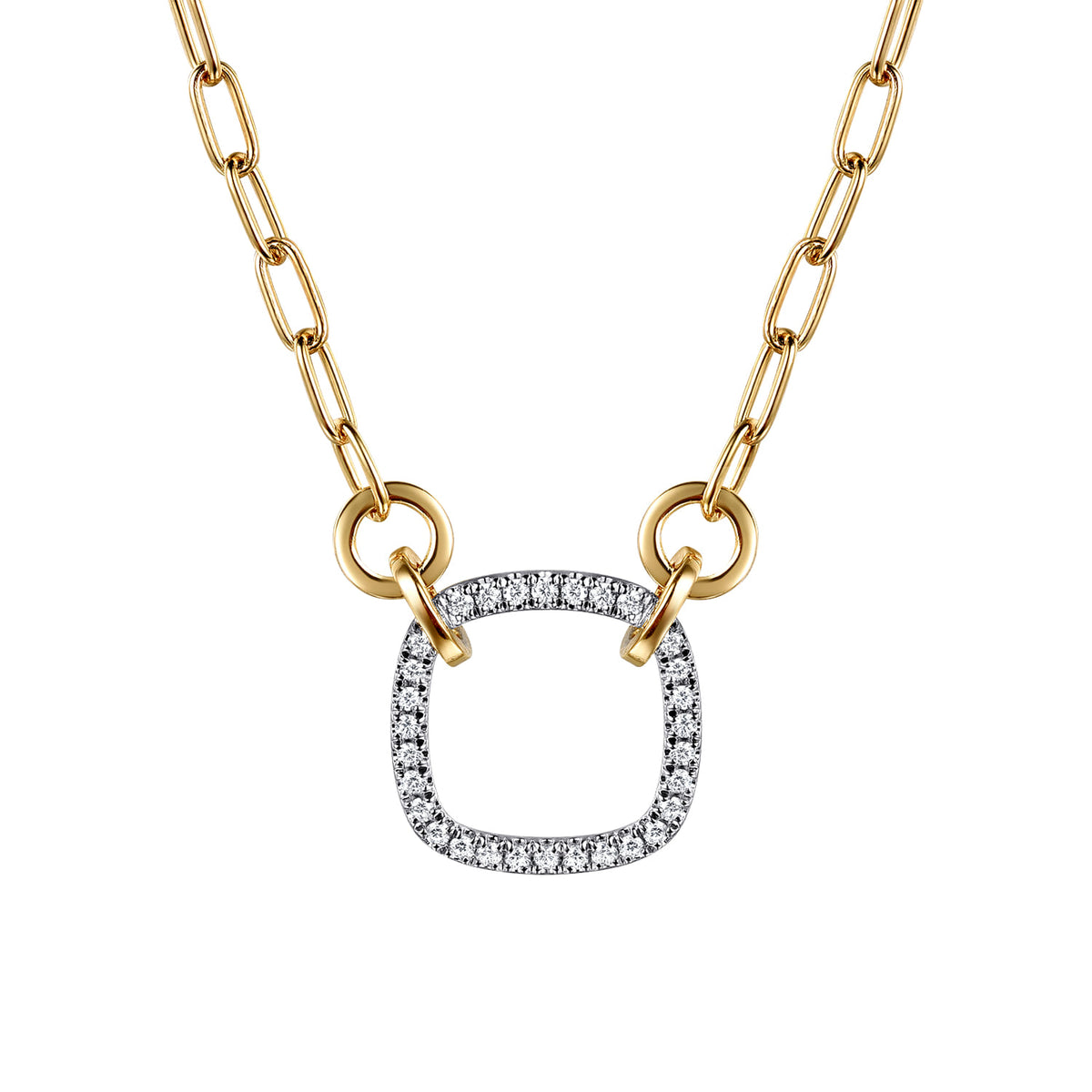 14K White & Yellow Gold Diamond Paperclip Chain Necklace — Gabriel & Co. NK7732M45JJ