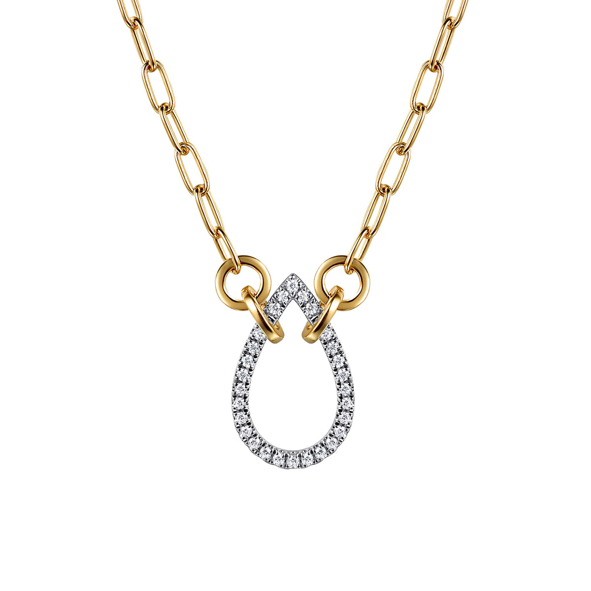 14K White & Yellow Gold Diamond  Teardrop Chain Necklace — Gabriel & Co. NK7733M45JJ