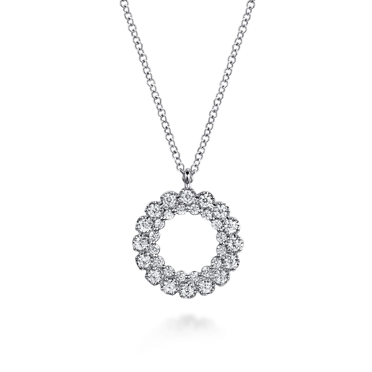 14K White Gold Diamond Circle Pendant Necklace — Gabriel & Co. NK7763W45JJ