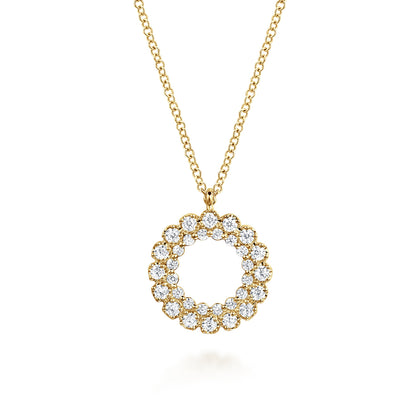 14K Yellow Gold Diamond Circle Pendant Necklace — Gabriel & Co. NK7763Y45JJ