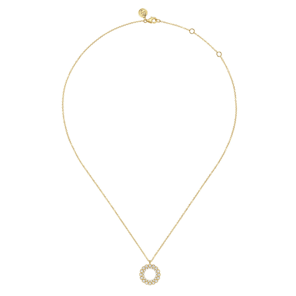 14K Yellow Gold Diamond Circle Pendant Necklace — Gabriel & Co. NK7763Y45JJ