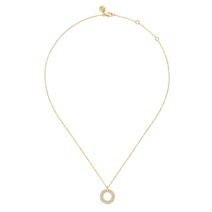 14K Yellow Gold Diamond Circle Pendant Necklace — Gabriel & Co. NK7763Y45JJ