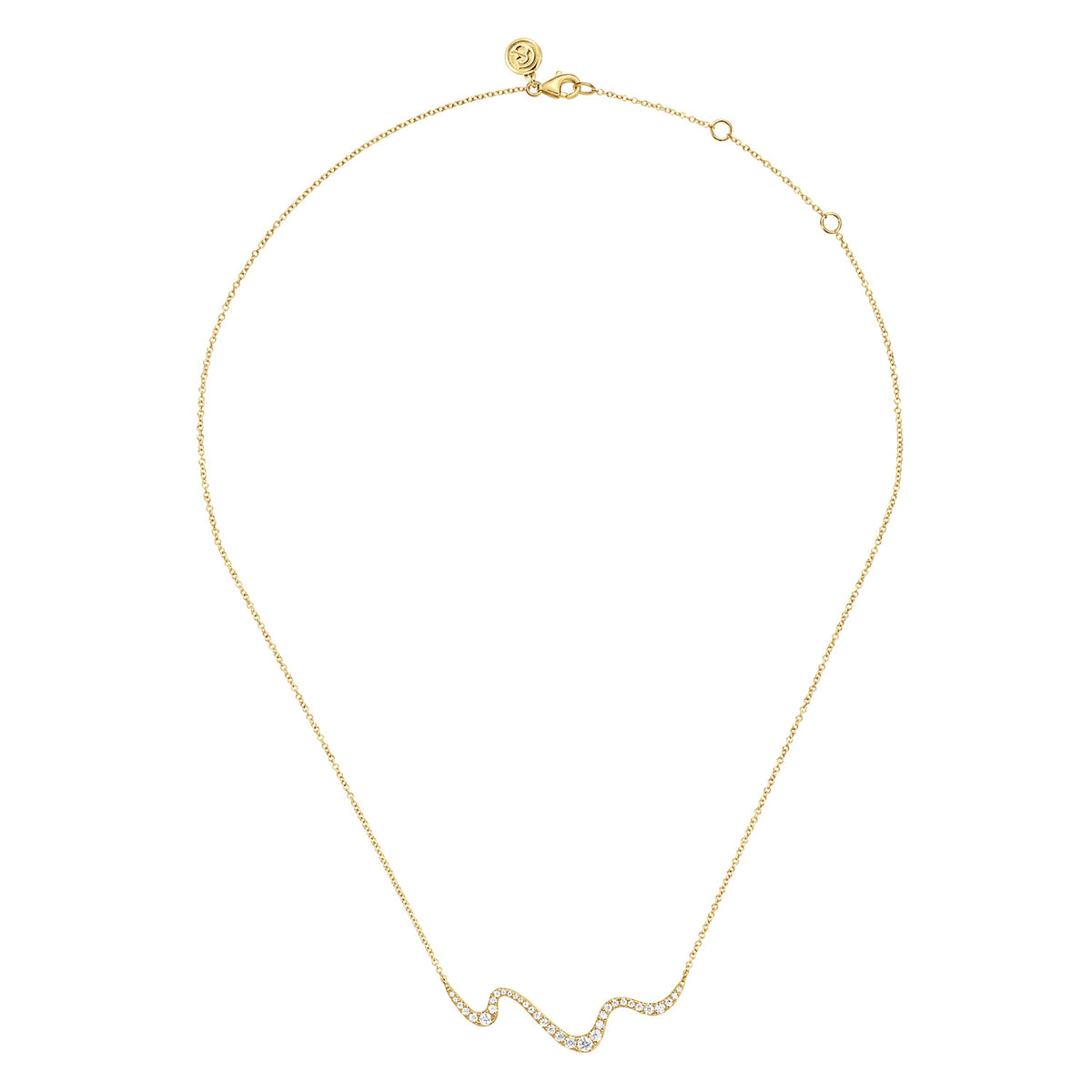 14K Yellow Gold Graduating Diamond Wave Bar Necklace — Gabriel & Co. NK7765Y45JJ