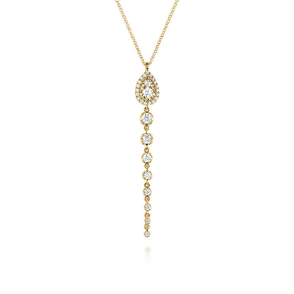 14K Yellow Gold Graduating Diamond Pendant Drop Necklace — Gabriel & Co. NK7774Y45JJ