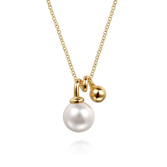 14K Yellow Gold Bujukan Bead and Pearl Pendant Necklace — Gabriel & Co. NK7789Y4JPL