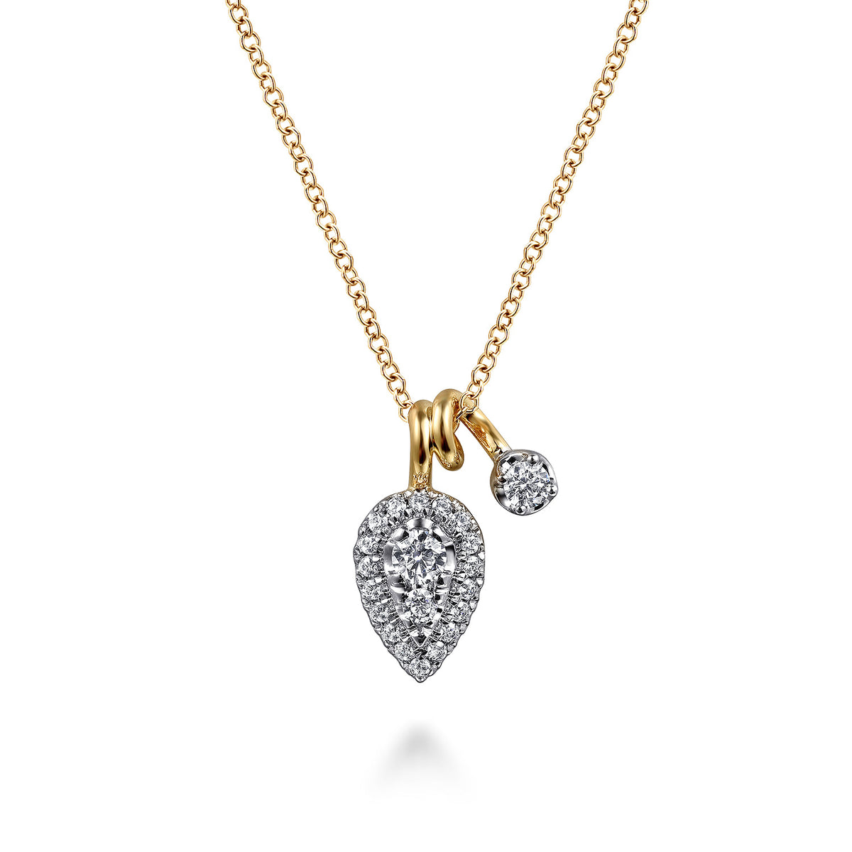 Pendant Necklace 14K White and Yellow Gold Diamond 0.3ct — Gabriel & Co. NK7802M45JJ