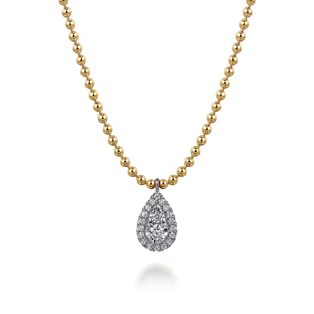 Pendant Necklace Teardrop 14K White and Yellow Gold Diamond 0.25ct Bujukan — Gabriel & Co. NK7803M45JJ