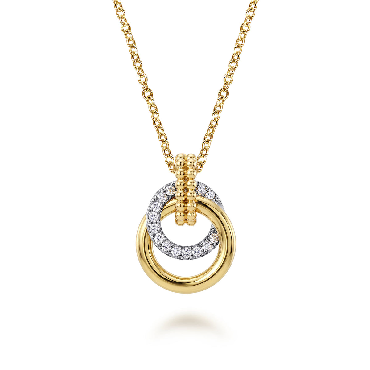 14K White & Yellow Gold Diamond Pendant Necklace-Bujukan — Gabriel & Co. NK7820M45JJ