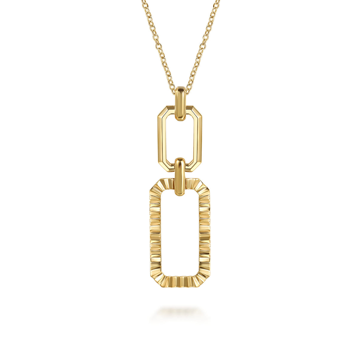 14K Yellow Plain Gold Diamond Cut Link Pendant Necklace — Gabriel & Co. NK7825Y4JJJ