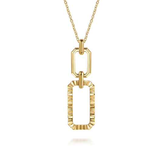 14K Yellow Plain Gold Diamond Cut Link Pendant Necklace — Gabriel & Co. NK7825Y4JJJ
