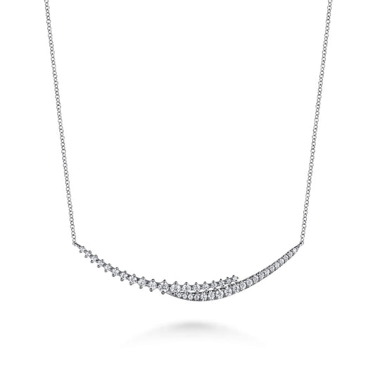 14K White Gold Graduating Diamond Bar Necklace — Gabriel & Co. NK7847W45JJ