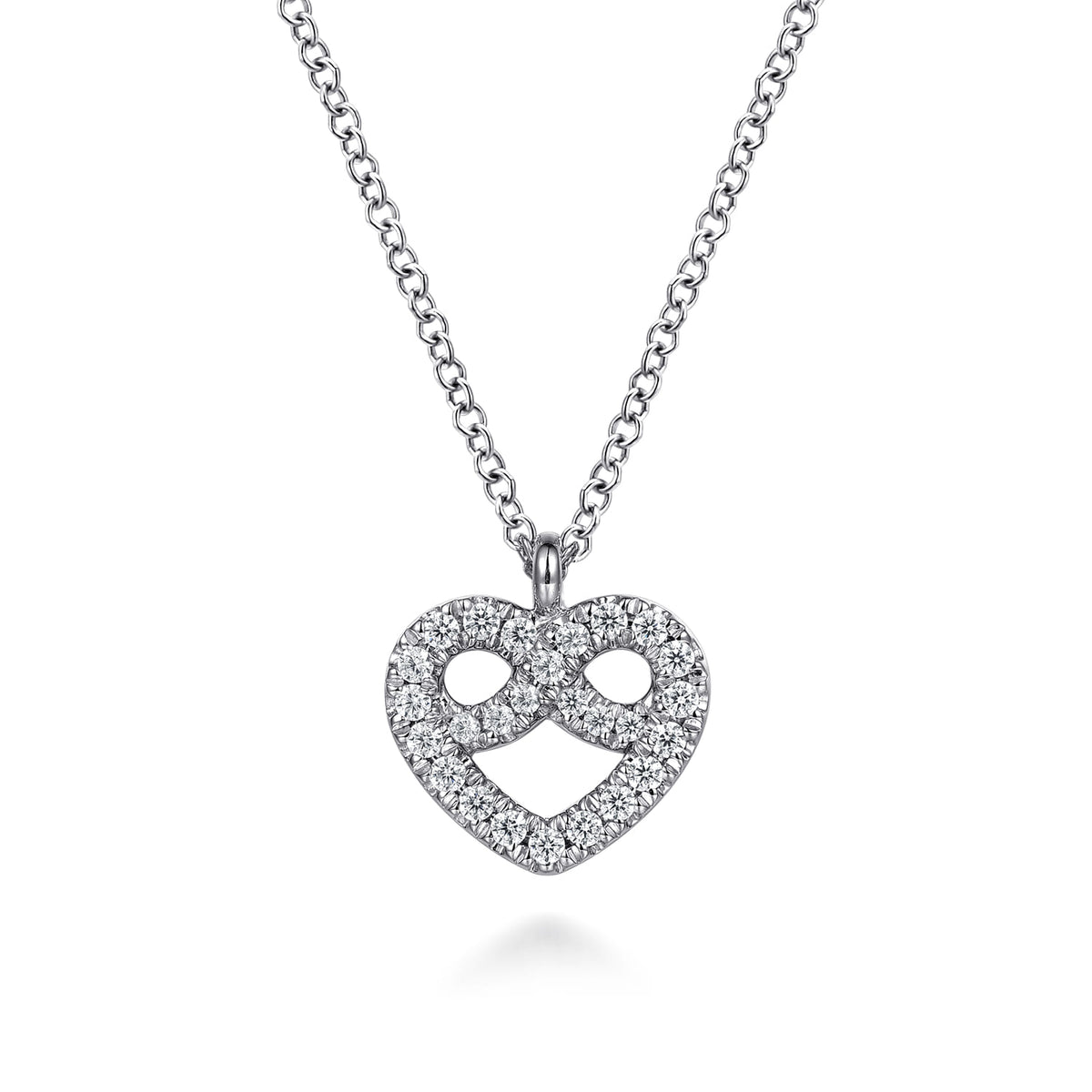 14K White Gold Diamond Infinity Heart Pendant Necklace — Gabriel & Co. NK7898W45JJ