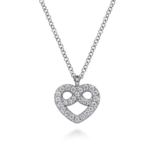 14K White Gold Diamond Infinity Heart Pendant Necklace — Gabriel & Co. NK7898W45JJ