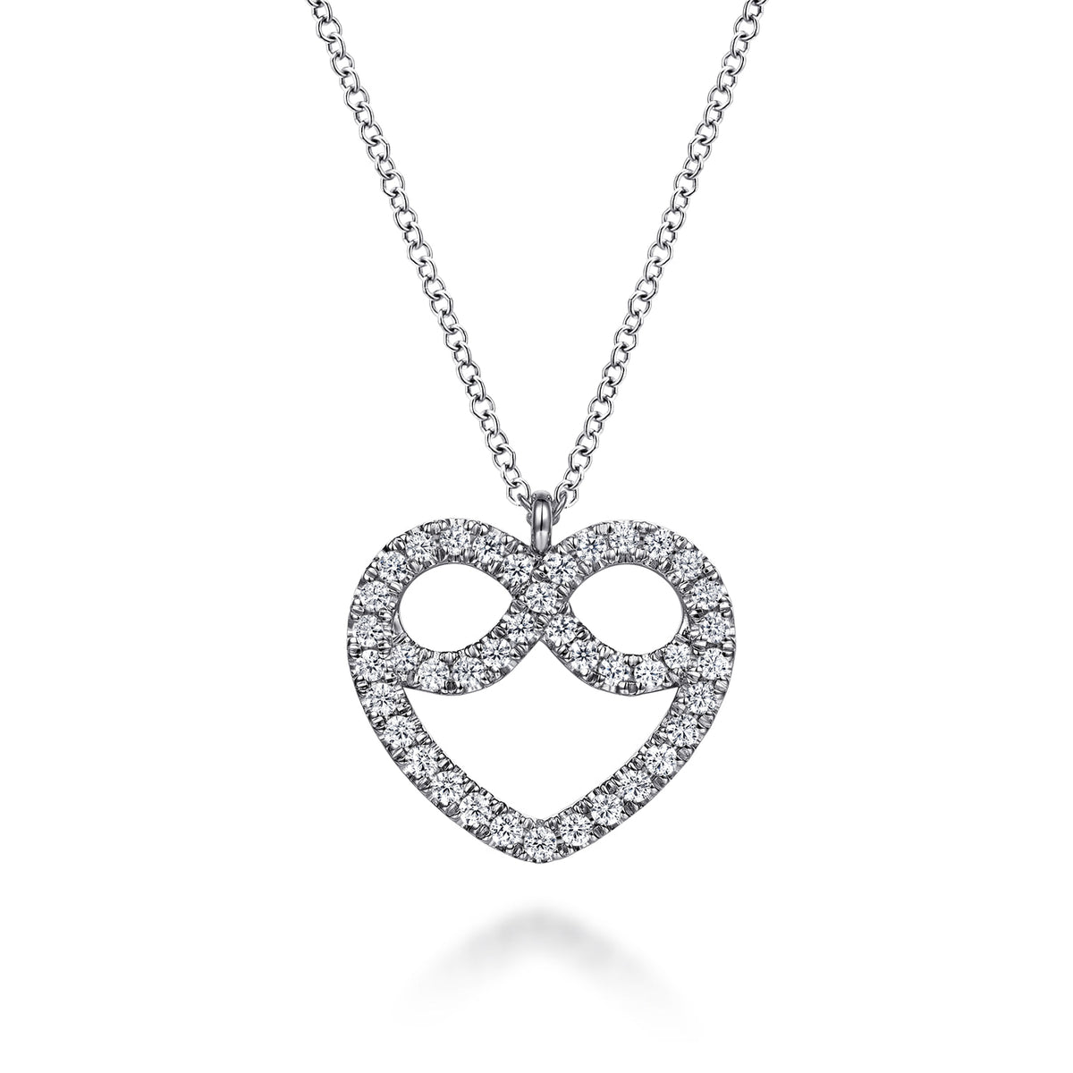 14K White Gold Diamond Infinity Heart Pendant Necklace — Gabriel & Co. NK7899W45JJ
