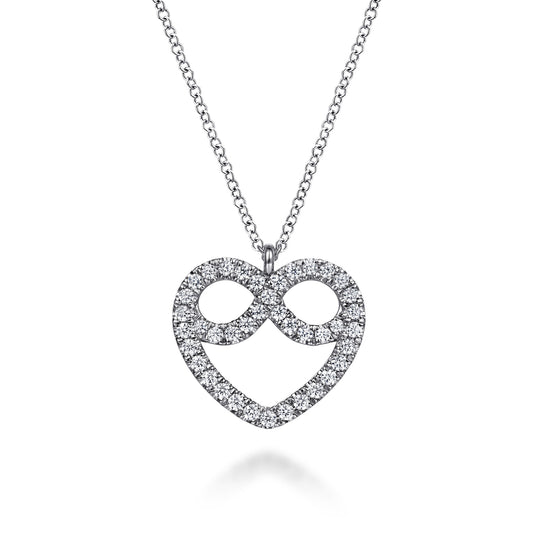 14K White Gold Diamond Infinity Heart Pendant Necklace — Gabriel & Co. NK7899W45JJ