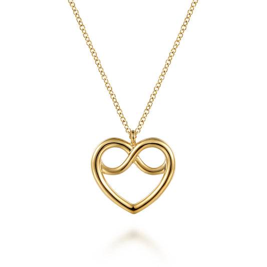 14K Yellow Plain Gold Infinity Heart Pendant Necklace — Gabriel & Co. NK7901Y4JJJ