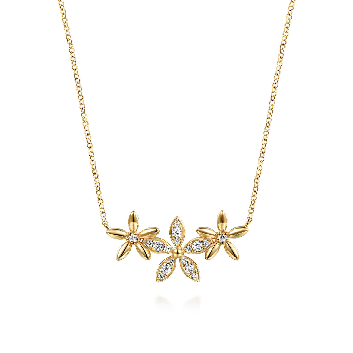 14K Yellow Gold Diamond Floral Bar Necklace — Gabriel & Co. NK7935Y45JJ