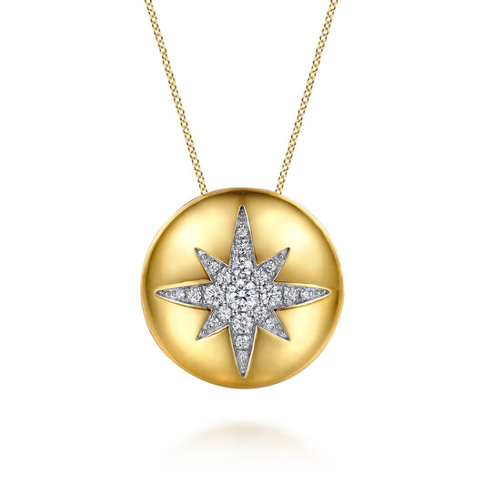 14K Yellow Gold Diamond Starburst Pendant Necklace — Gabriel & Co. NK7951-20Y45JJ
