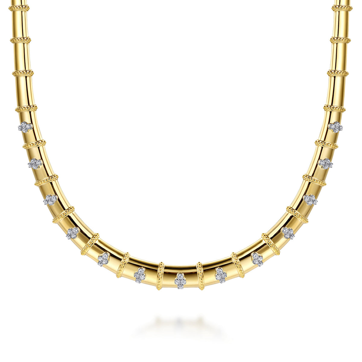 14K White & Yellow Gold Bujukan and Diamond Choker — Gabriel & Co. NK7964M45JJ