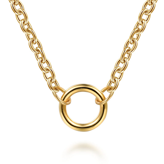 14K Yellow Gold Chain Necklace with Single Circle Station — Gabriel & Co. NK7975Y4JJJ