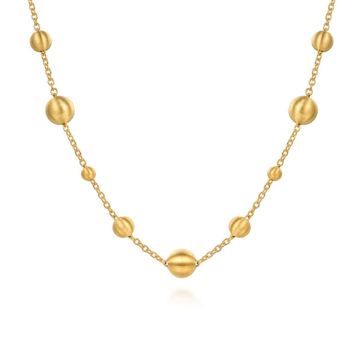 14K Yellow Plain Gold Bujukan Ball Station Necklace — Gabriel & Co. NK7980Y4JJJ