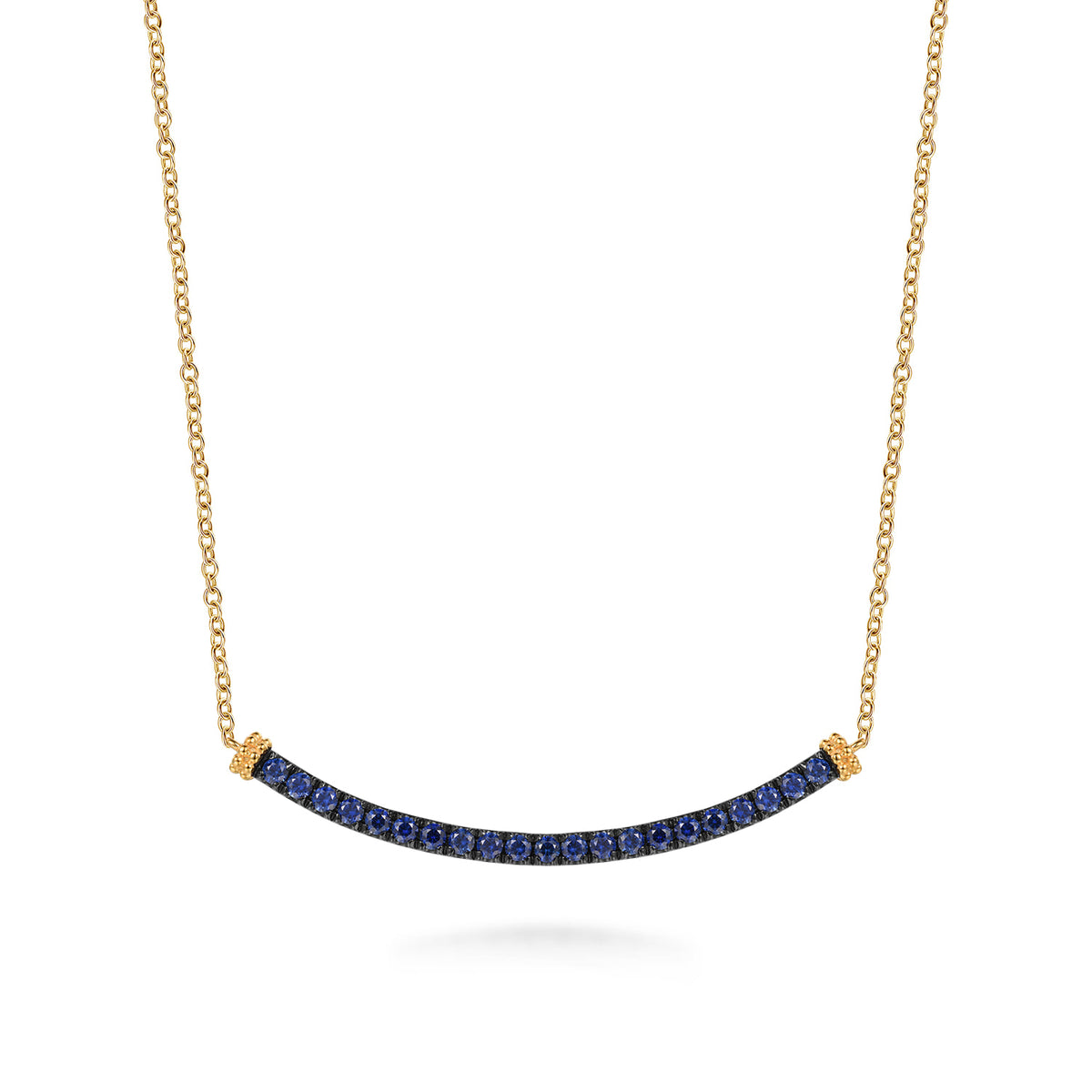 14K Yellow Gold Bujukan and Blue Sapphire Bar Necklace — Gabriel & Co. NK7984Y4JSA