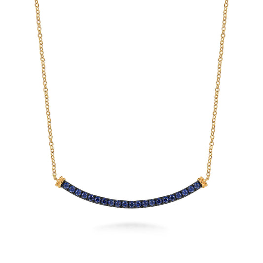 14K Yellow Gold Bujukan and Blue Sapphire Bar Necklace — Gabriel & Co. NK7984Y4JSA