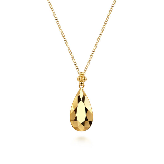Pendant Necklace Teardrop 14K Yellow Gold Bujukan — Gabriel & Co. NK7988Y4JJJ
