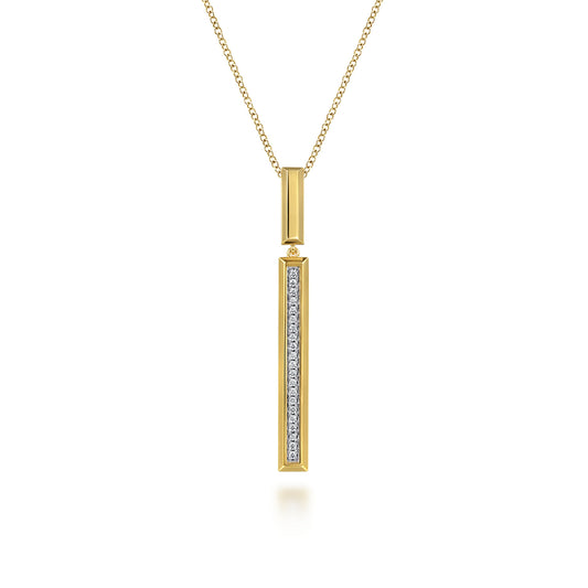 14K Yellow Gold Diamond Elongated Pyramid Drop Necklace — Gabriel & Co. NK8015Y45JJ