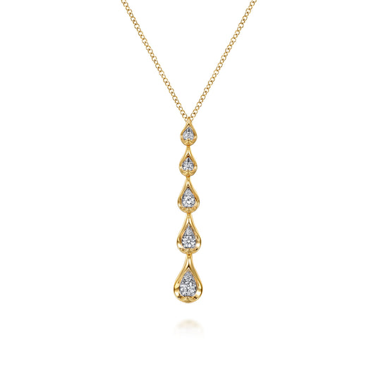 14K White & Yellow Gold Diamond Teardrop Necklace — Gabriel & Co. NK8020M45JJ