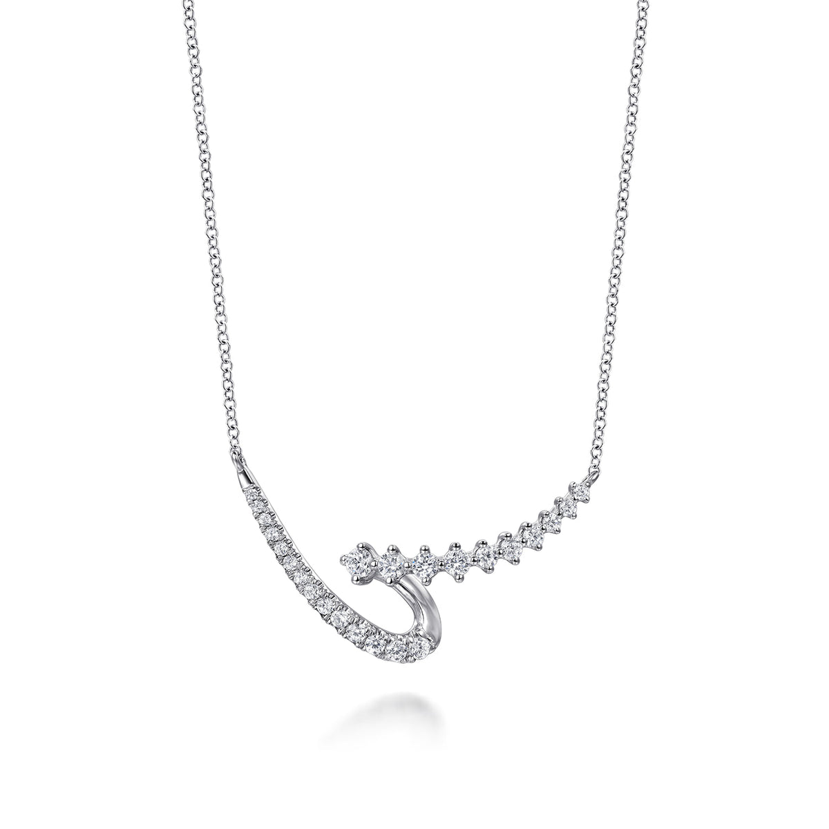 14K White Gold Diamond Swirled Spike Bar Necklace — Gabriel & Co. NK8038W45JJ