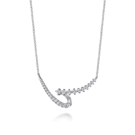 14K White Gold Diamond Swirled Spike Bar Necklace — Gabriel & Co. NK8038W45JJ
