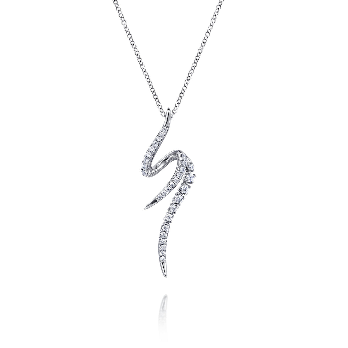 14K White Gold Diamond Spike Bypass Drop Necklace — Gabriel & Co. NK8043W45JJ