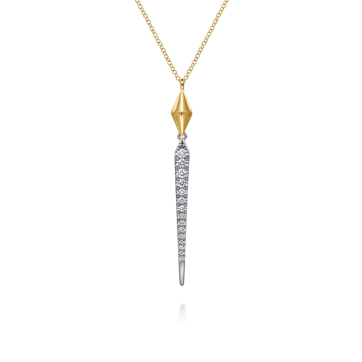 14K White & Yellow Gold Diamond Kite Drop Necklace — Gabriel & Co. NK8045M45JJ