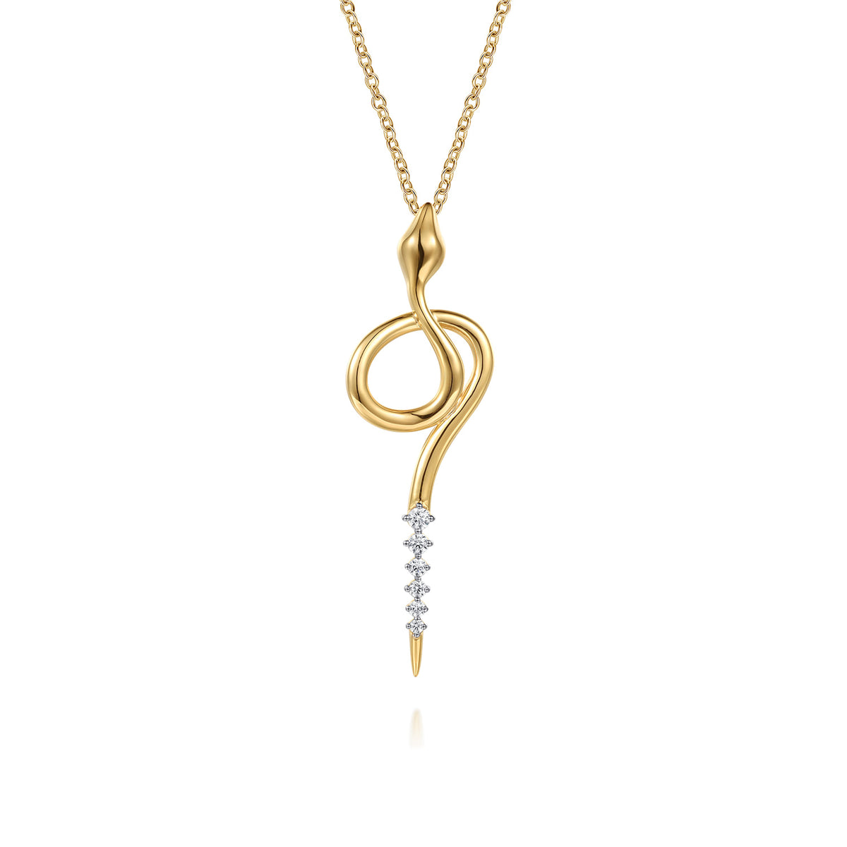 14K Yellow Gold Diamond Snake Drop Necklace — Gabriel & Co. NK8049Y45JJ