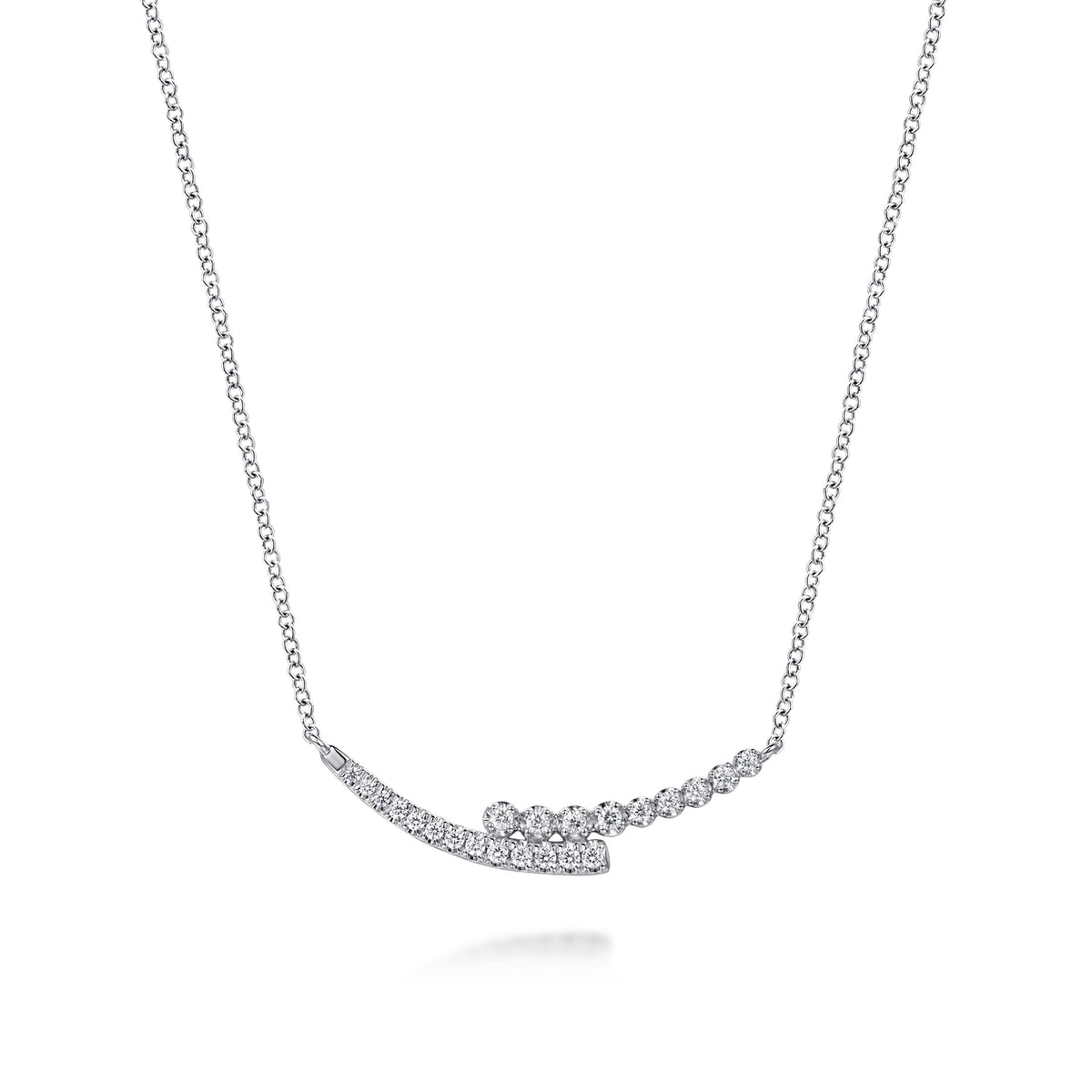 14K White Gold Diamond Bypass Bar Necklace — Gabriel & Co. NK8059W45JJ