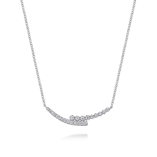 14K White Gold Diamond Bypass Bar Necklace — Gabriel & Co. NK8059W45JJ