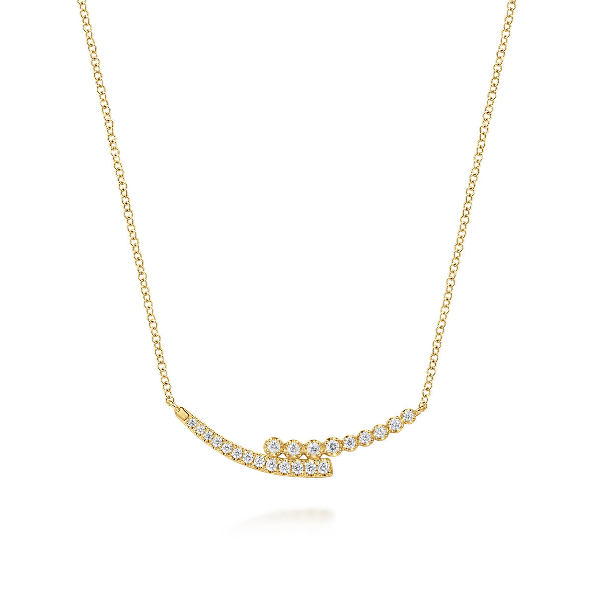 14K Yellow Gold Diamond Bypass Bar Necklace — Gabriel & Co. NK8059Y45JJ