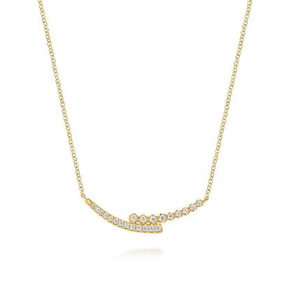 14K Yellow Gold Diamond Bypass Bar Necklace — Gabriel & Co. NK8059Y45JJ