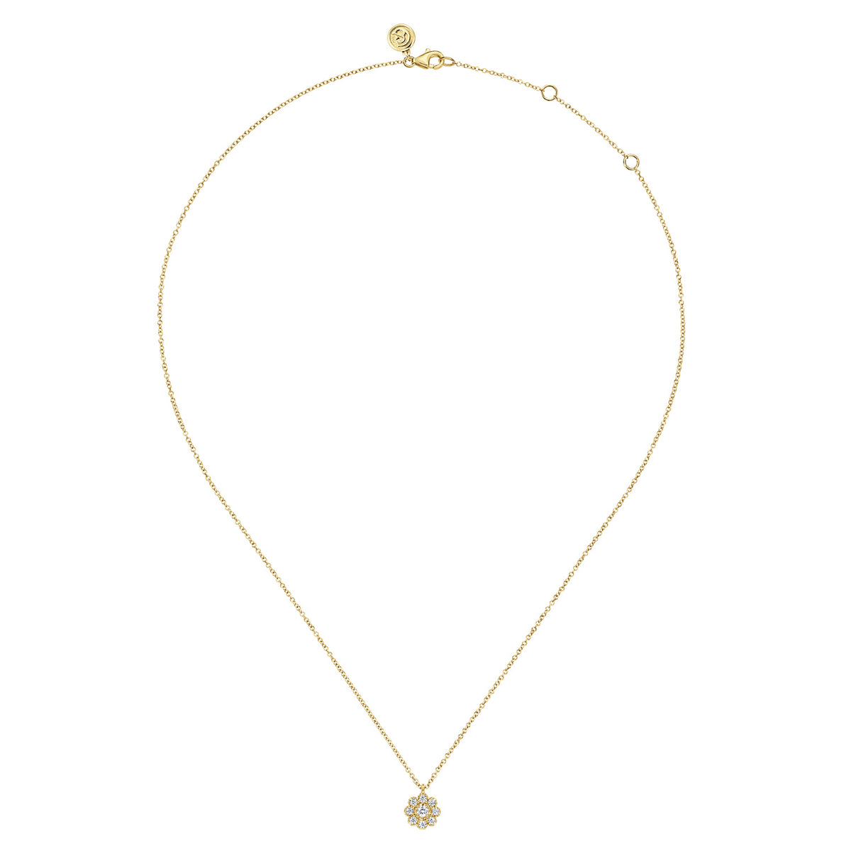 14K Yellow Gold Diamond Floral Pendant Necklace — Gabriel & Co. NK8069Y45JJ