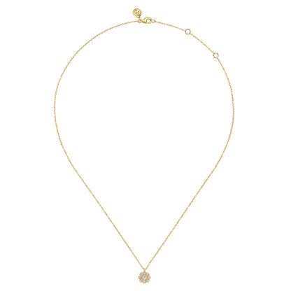 14K Yellow Gold Diamond Floral Pendant Necklace — Gabriel & Co. NK8069Y45JJ
