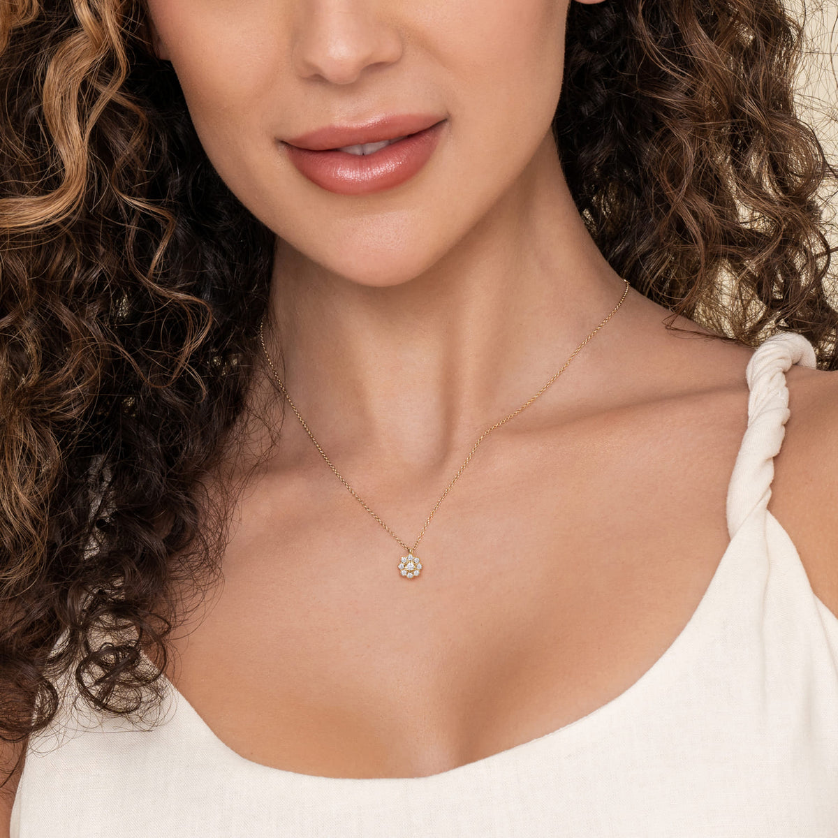 14K Yellow Gold Diamond Floral Pendant Necklace — Gabriel & Co. NK8069Y45JJ
